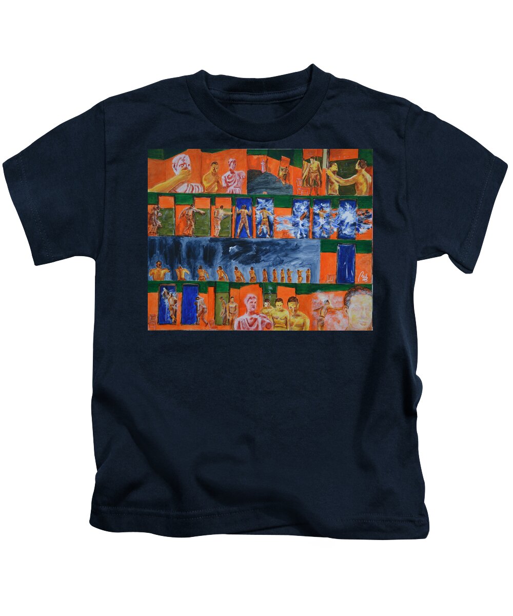 Layers Of Space Kids T-Shirt featuring the painting The Blood Of A Poet by Bachmors Artist