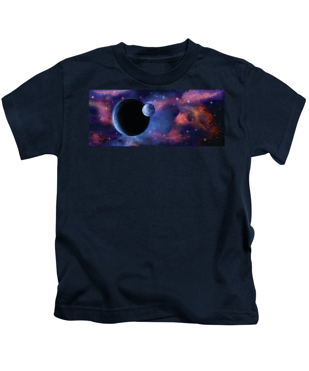 Space Planets Stars Solar Systems Kids T-Shirt featuring the digital art The FINAL JOURNEY by Murry Whiteman
