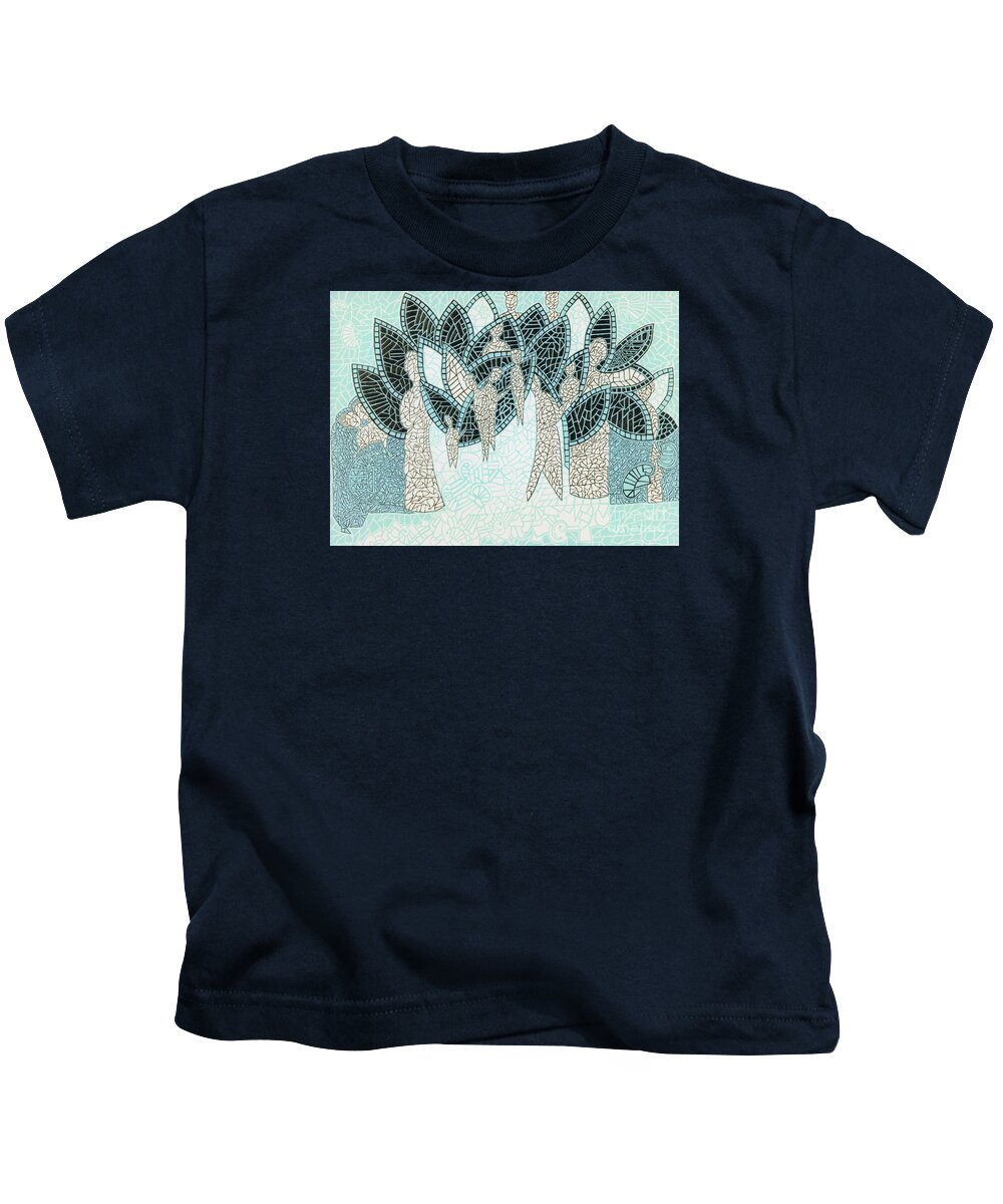 Linear Paintings Kids T-Shirt featuring the painting The Garden of Eden by Reb Frost
