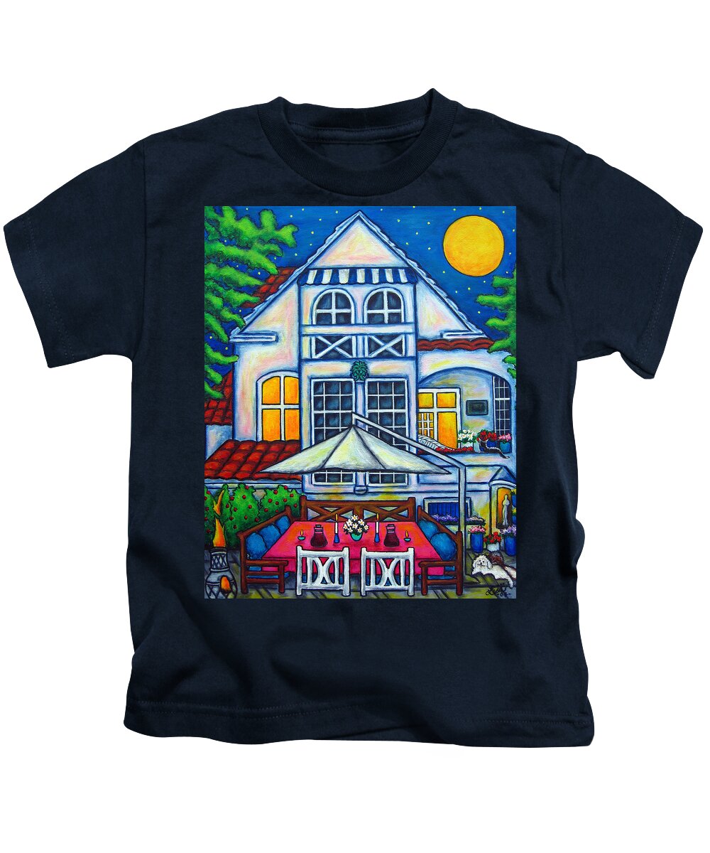 Denmark Kids T-Shirt featuring the painting The Little Festive Danish House by Lisa Lorenz