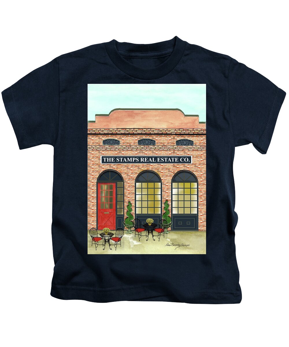 Building Kids T-Shirt featuring the painting The Stamps Real Estate Co. by Anne Beverley-Stamps