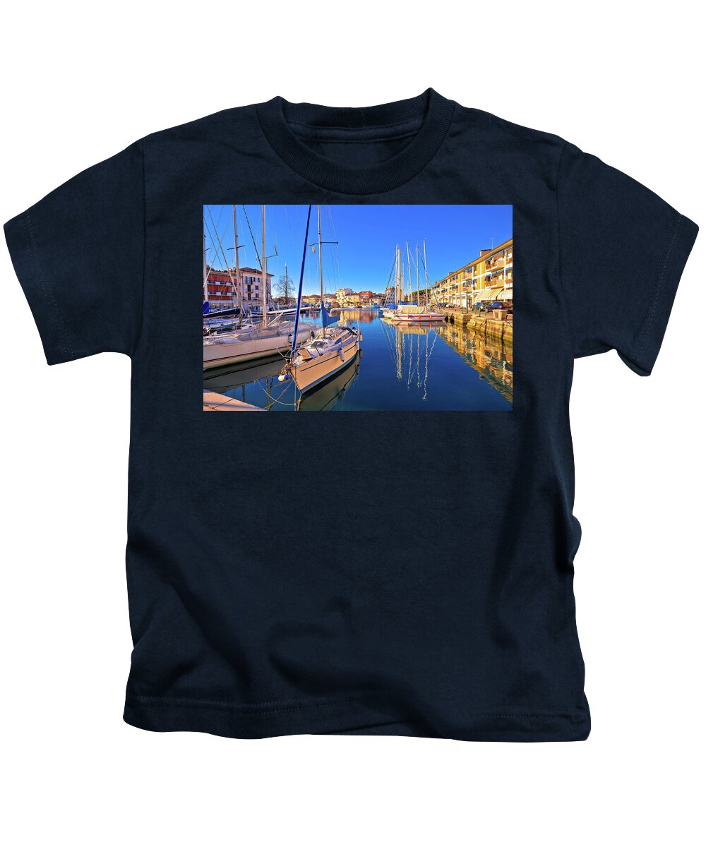Grado Kids T-Shirt featuring the photograph Town of Grado colorful waterfront and harbor view by Brch Photography