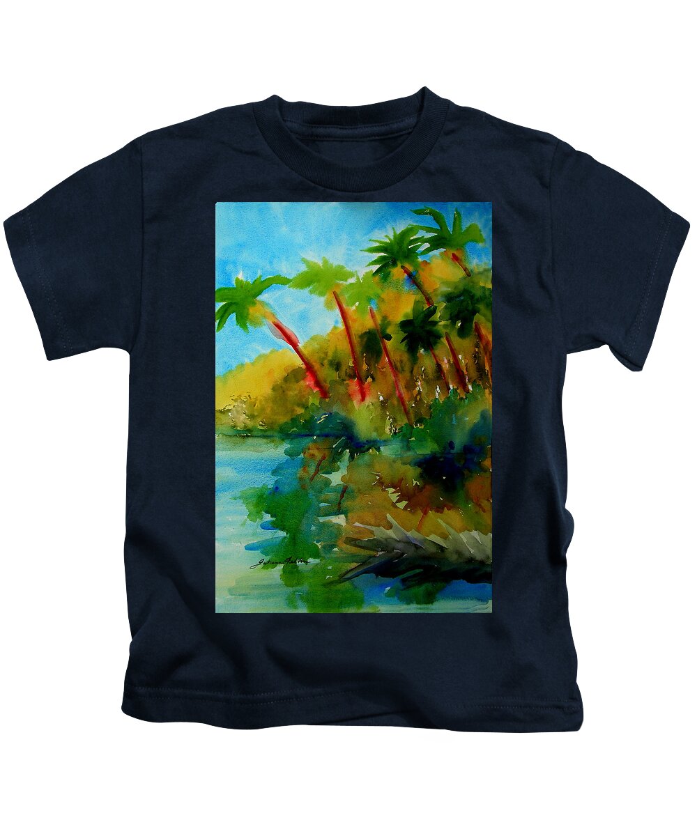 Art Kids T-Shirt featuring the painting Tropical Canal by Julianne Felton