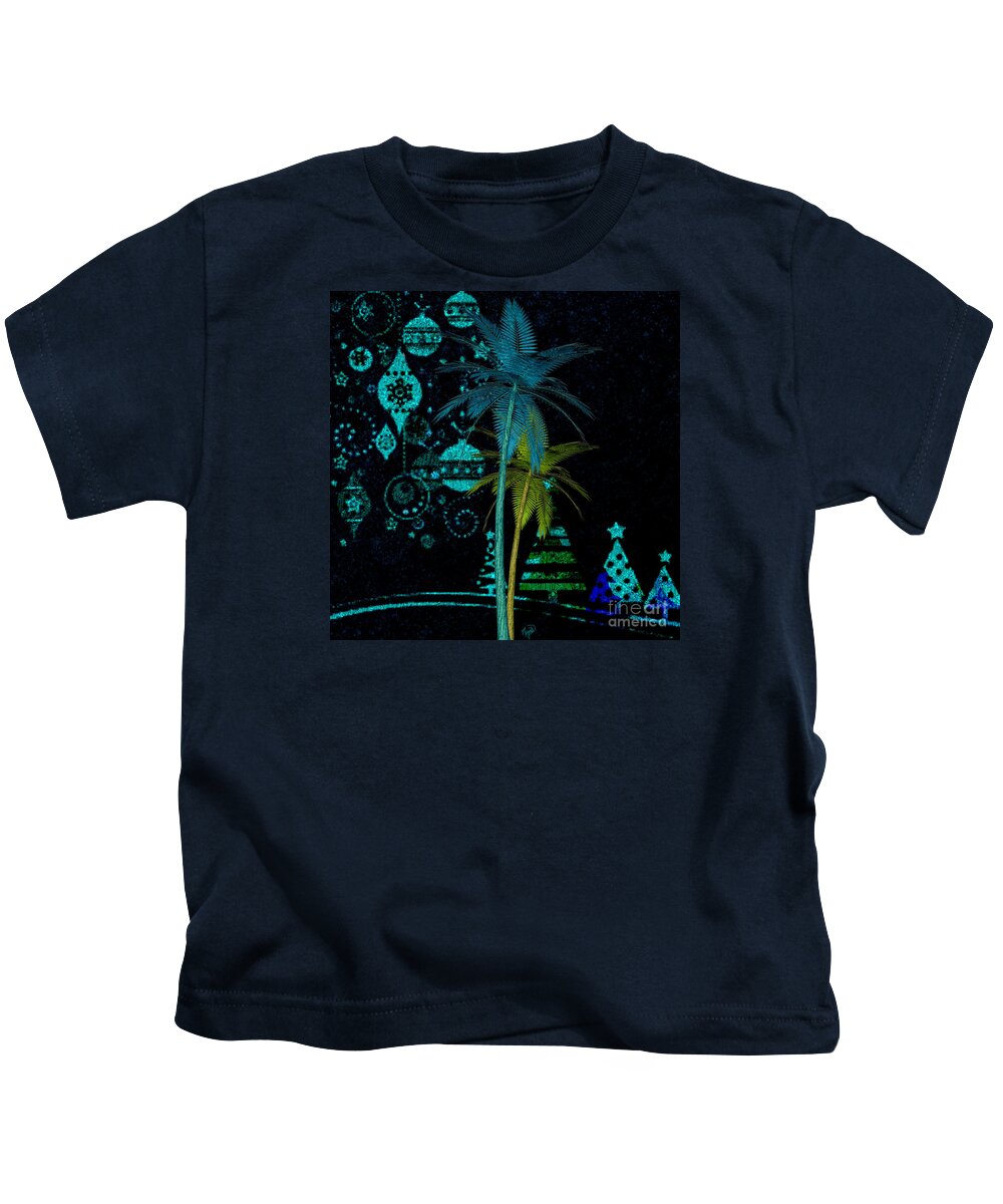 Artwork Kids T-Shirt featuring the digital art Tropical Holiday Blue by Megan Dirsa-DuBois