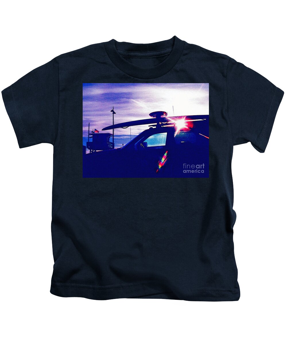 Lifeguard Kids T-Shirt featuring the photograph Venice Beach Lifeguard by Jerome Stumphauzer