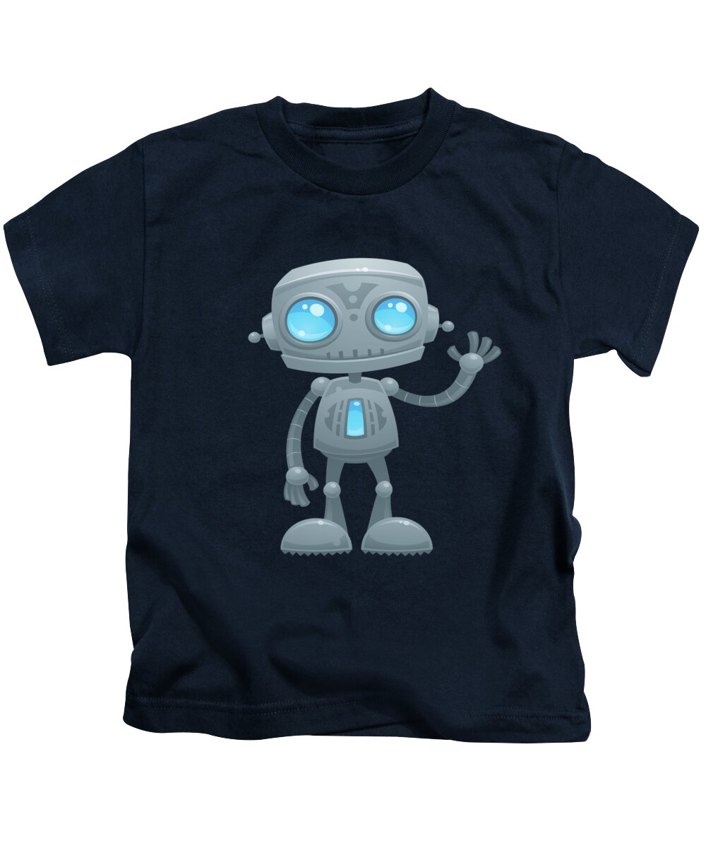 Robot Kids T-Shirt featuring the digital art Waving Robot by John Schwegel