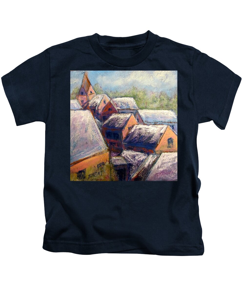 Snow Kids T-Shirt featuring the pastel Winter Village by Barbara O'Toole