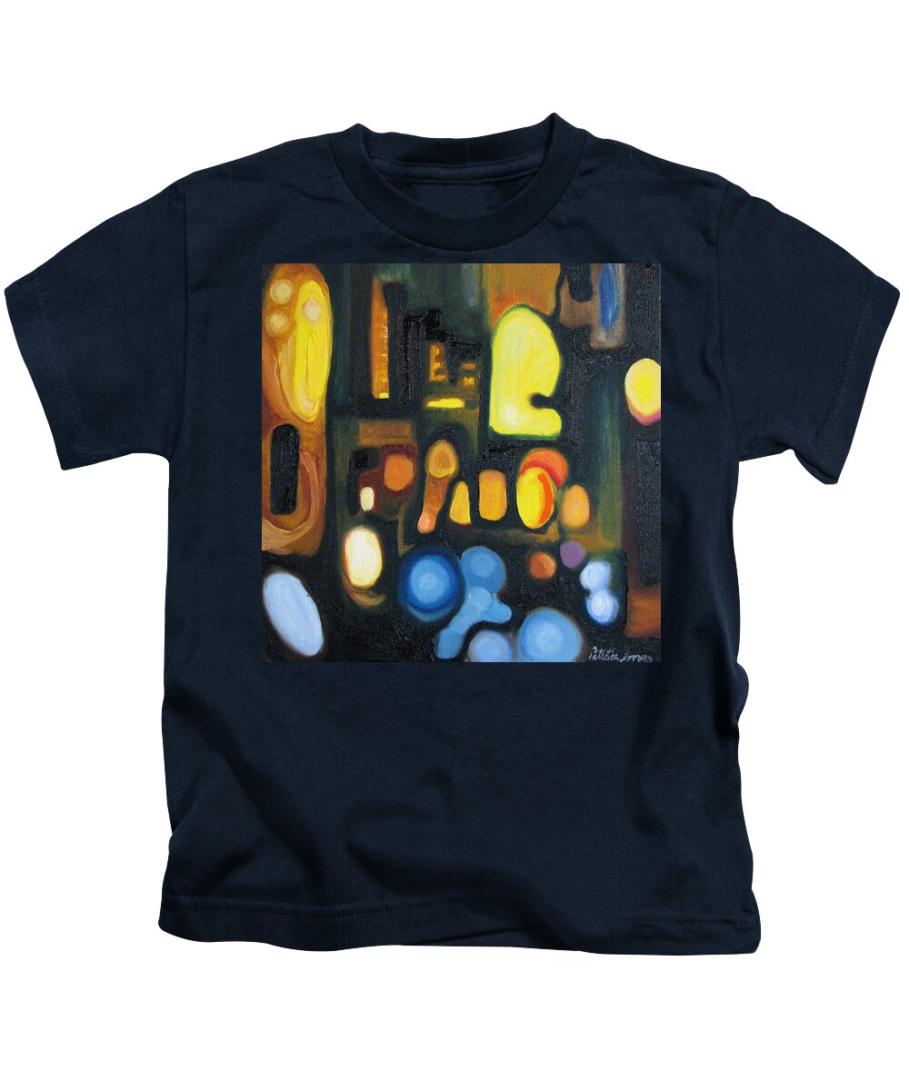 Abstract Kids T-Shirt featuring the painting Yellow and Blue by Patricia Arroyo
