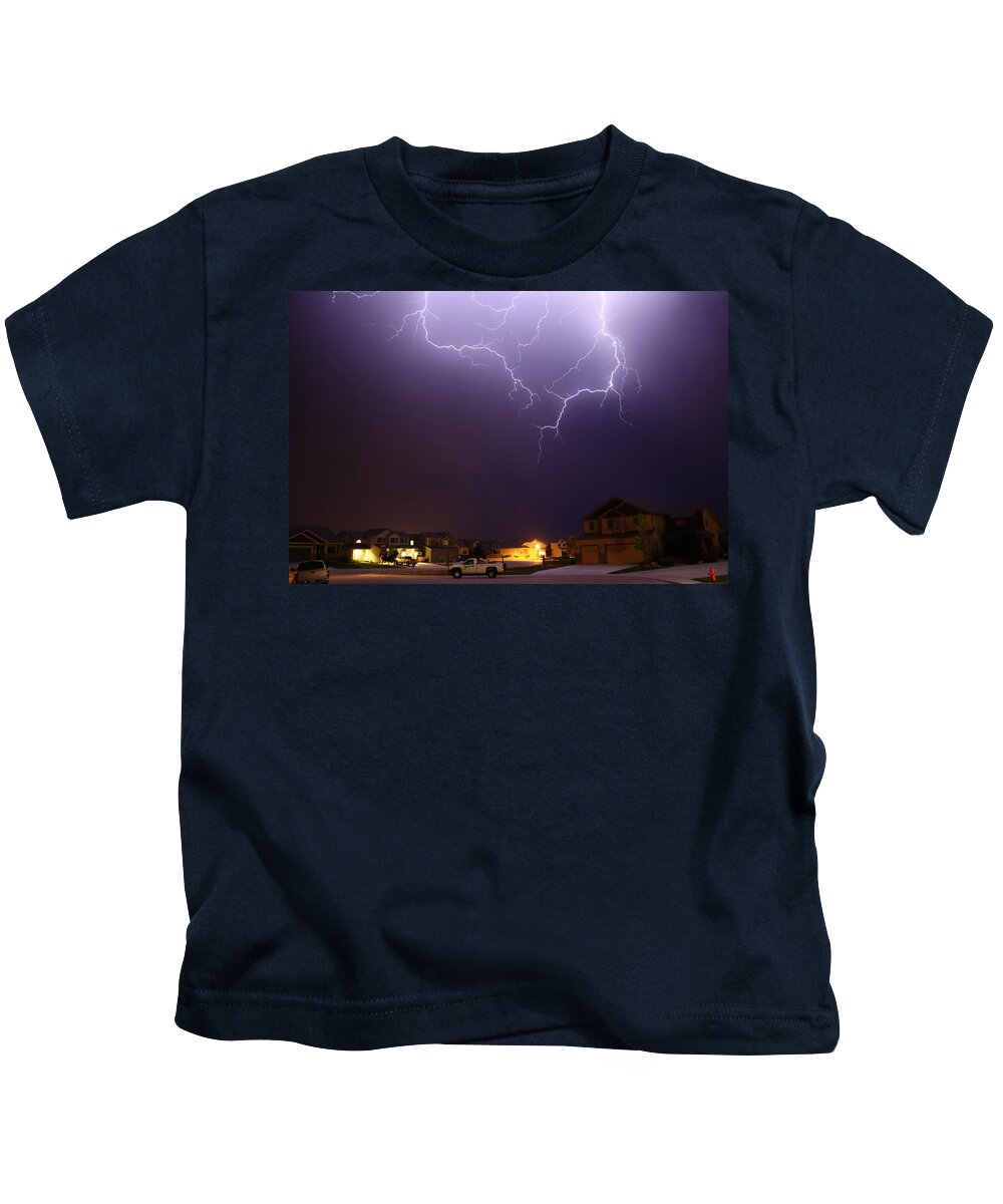 Lightning Kids T-Shirt featuring the photograph ZAP by Shane Bechler