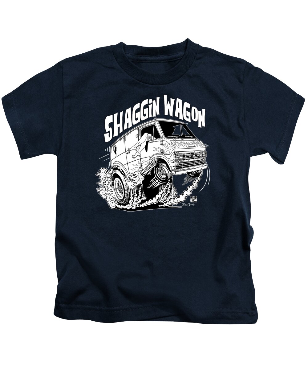 Hot Rod Kids T-Shirt featuring the digital art Shaggin Wagon by Ruben Duran