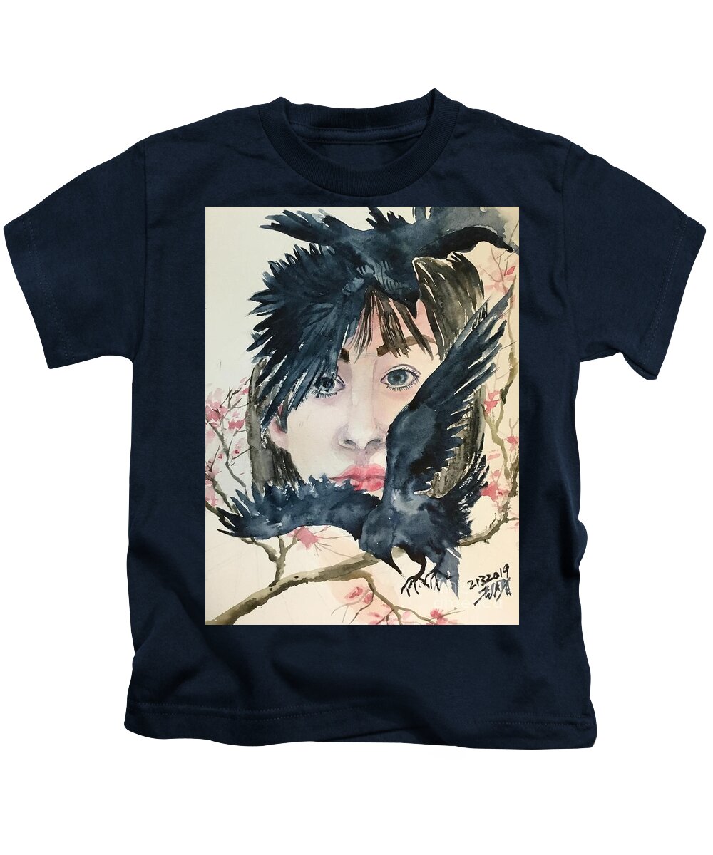 1102019 Kids T-Shirt featuring the painting 1102019 by Han in Huang wong