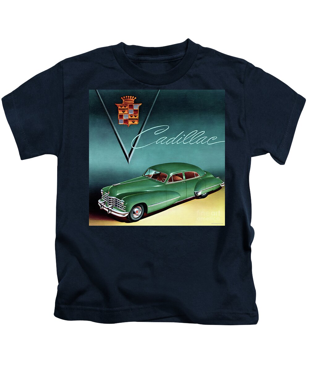 Vintage Kids T-Shirt featuring the mixed media 1948 Cadillac Advertisement Featuring 60 Special by Retrographs