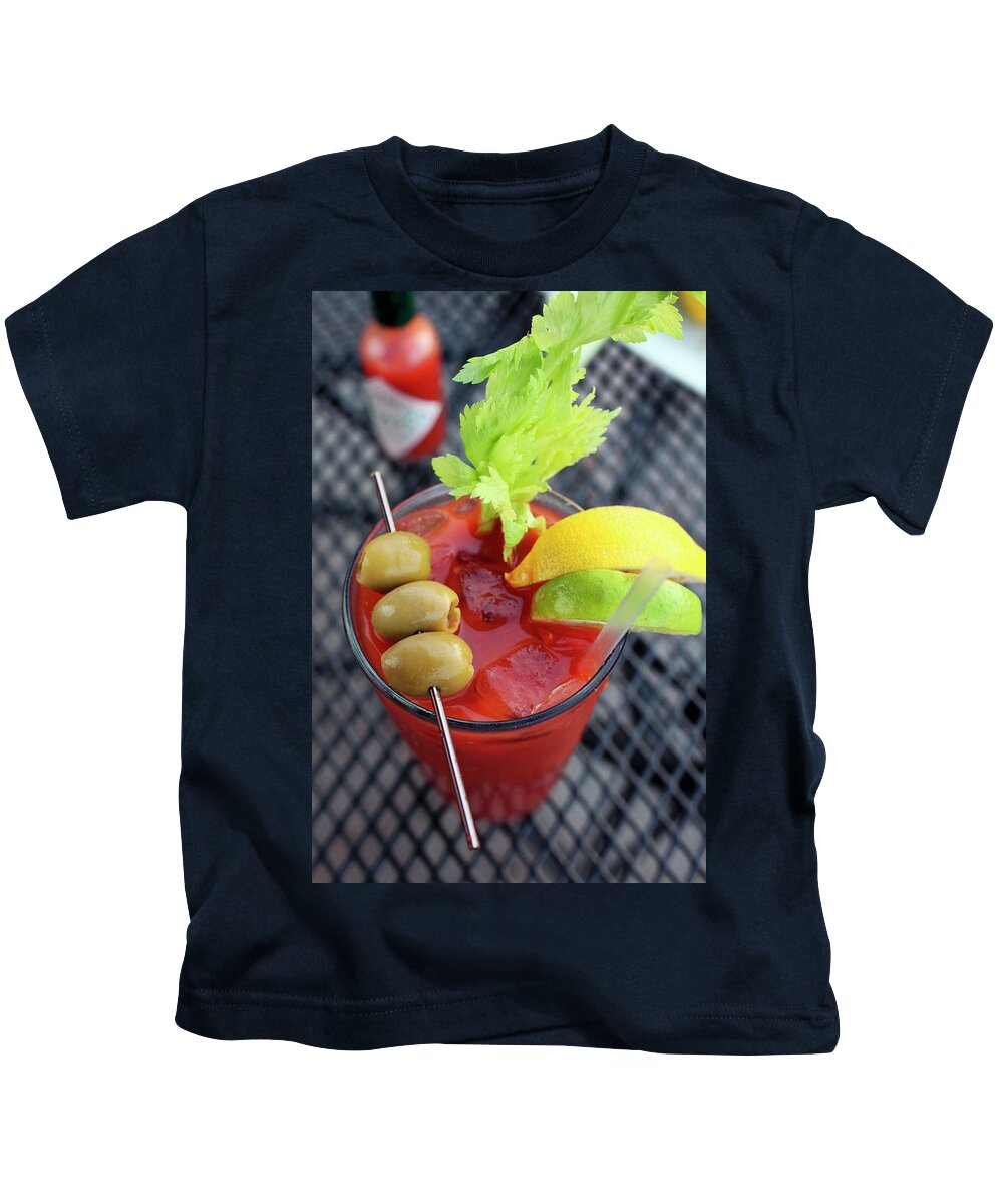 Ip_11240848 Kids T-Shirt featuring the photograph A Bloody Mary Cocktail From Above by Doug Schneider Photography