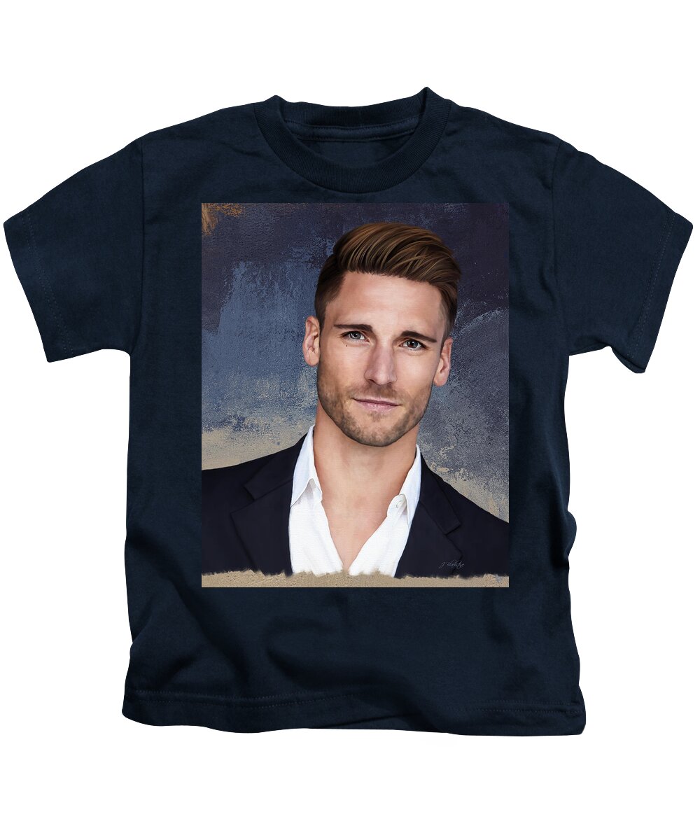 Andrew Walker Kids T-Shirt featuring the painting Andrew Walker - Portrait by Jordan Blackstone