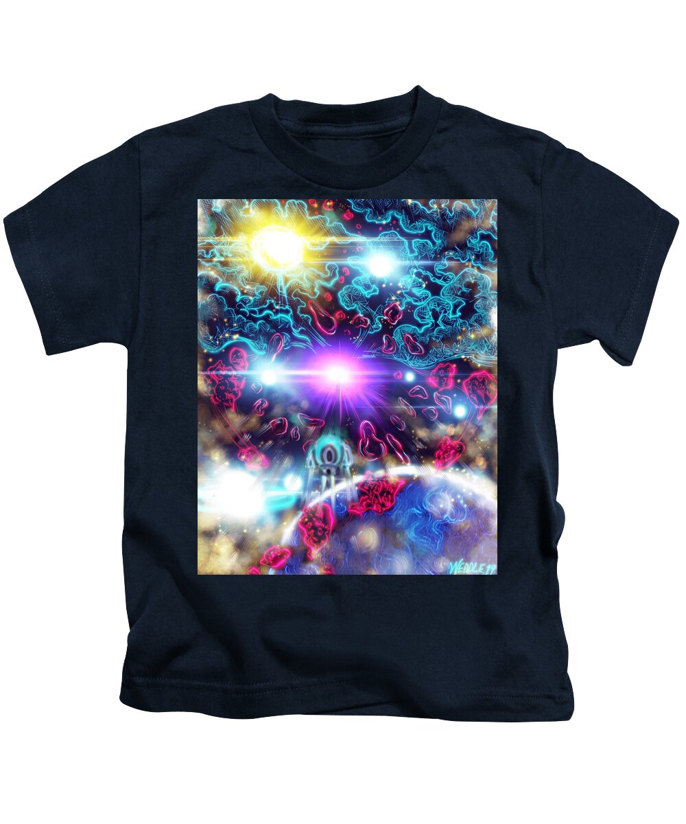 Space Kids T-Shirt featuring the digital art Beyond by Angela Weddle