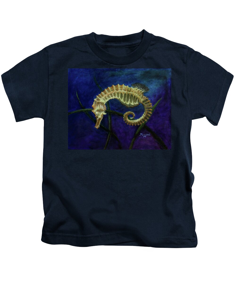 Seahorse Kids T-Shirt featuring the painting Cedric by Megan Collins