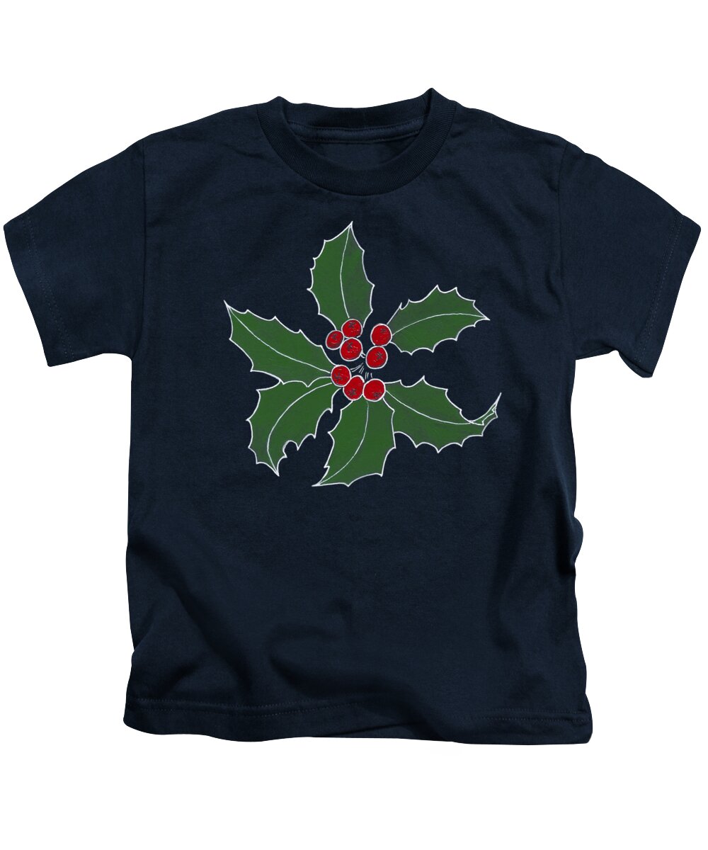 Oak Kids T-Shirt featuring the painting Christmas Plant by Masha Batkova