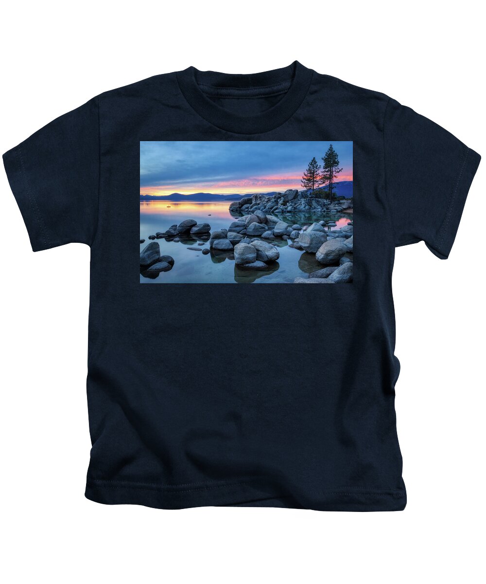 Beach Kids T-Shirt featuring the photograph Colorful Sunset at Sand Harbor by Andy Konieczny