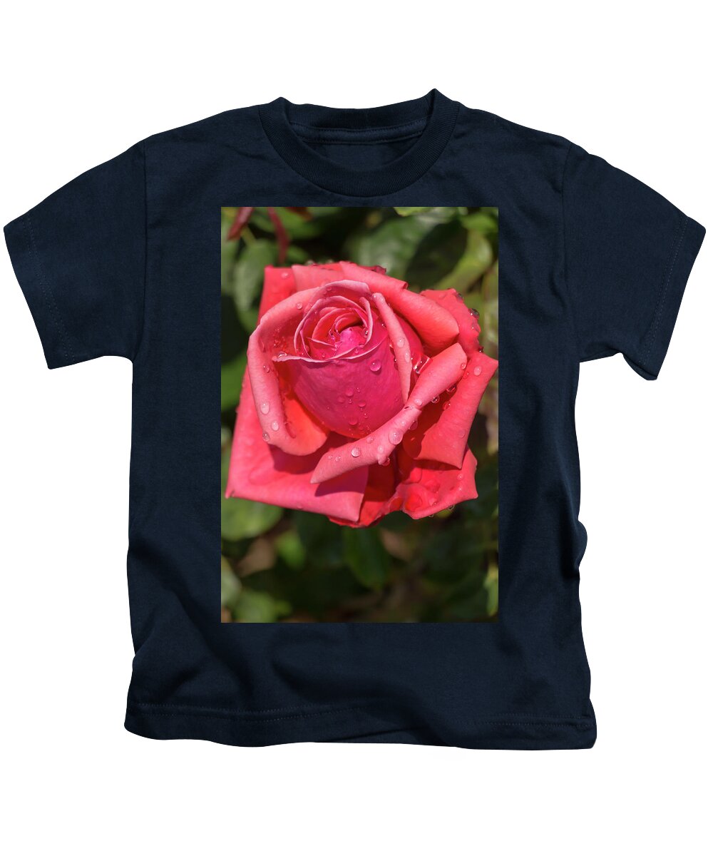 Rose Kids T-Shirt featuring the photograph Dewy Rose by Dawn Cavalieri