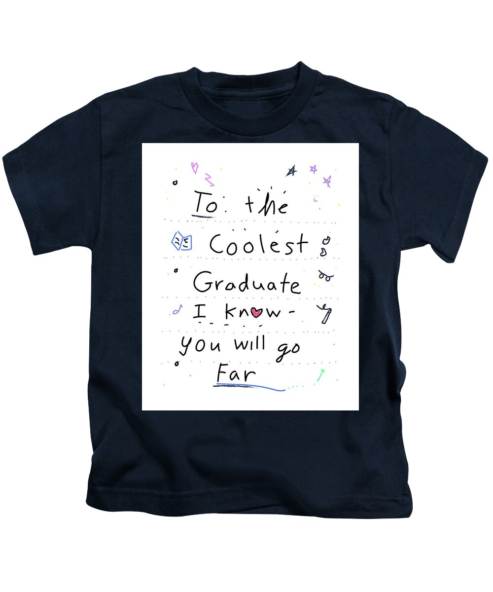 Words Kids T-Shirt featuring the drawing Graduate by Ashley Rice