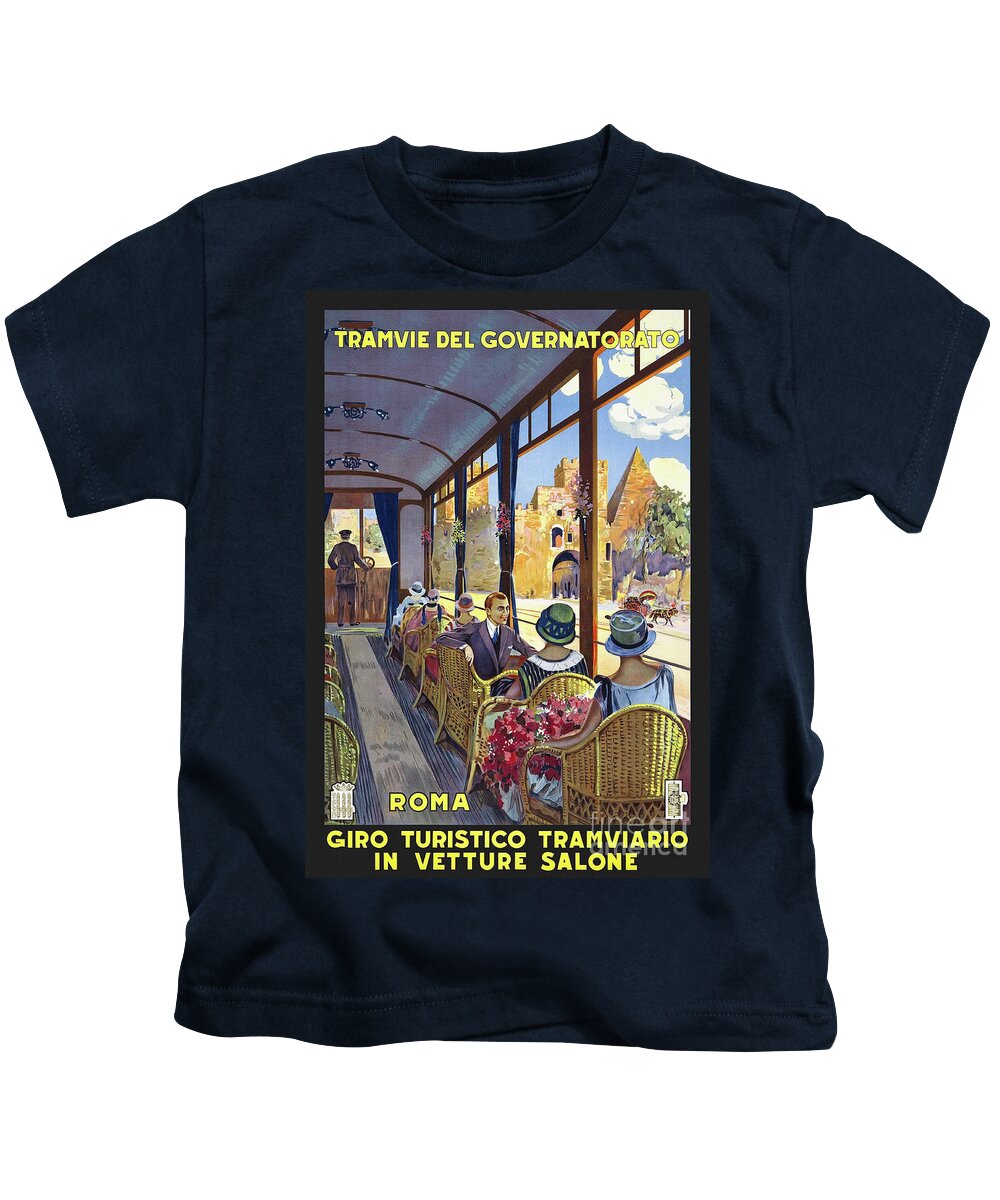 Vintage Kids T-Shirt featuring the drawing Italy Vintage Travel Poster Restored 08 by Vintage Treasure