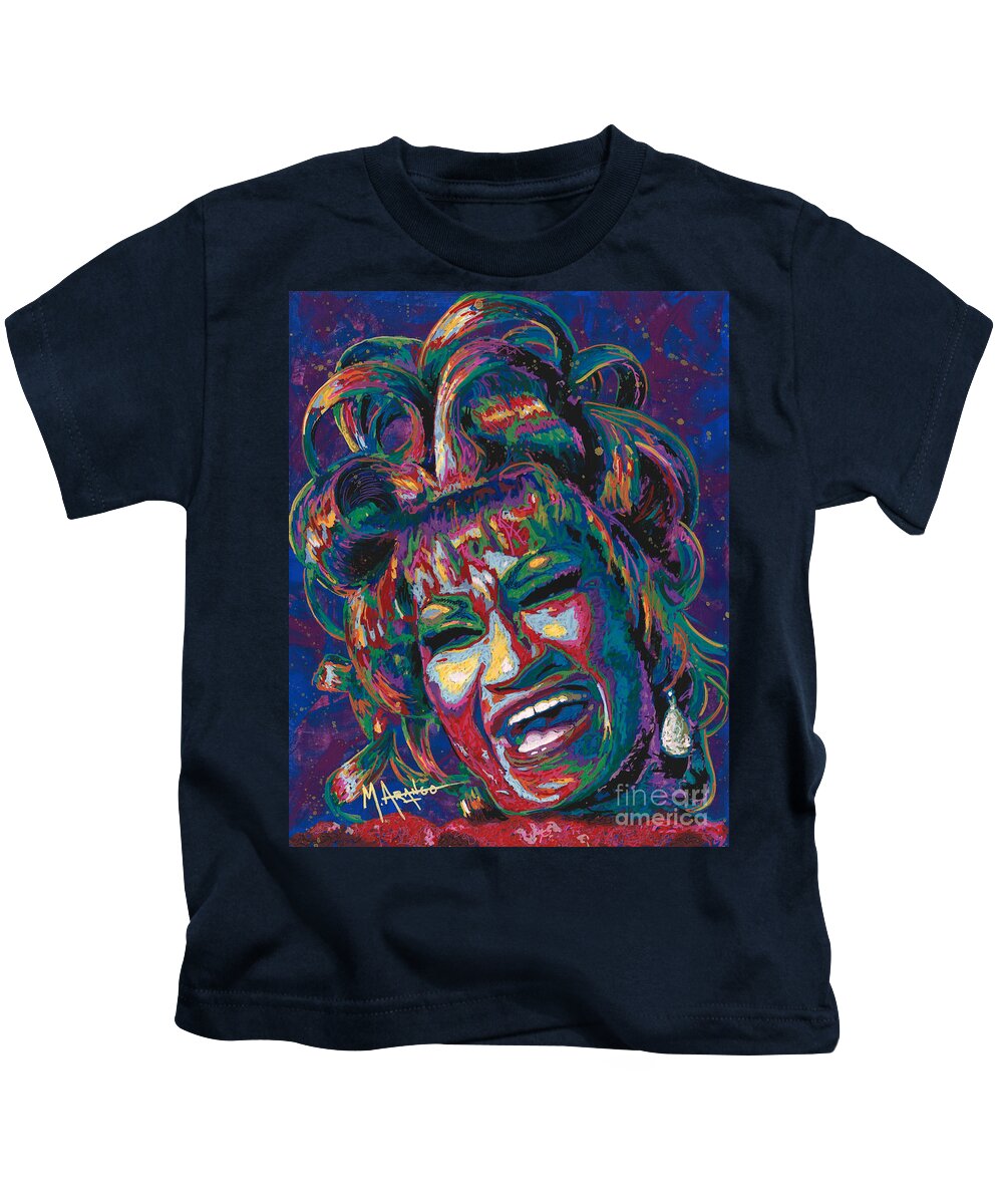 Celia Cruz Kids T-Shirt featuring the painting La Vida es un Carnaval by Maria Arango