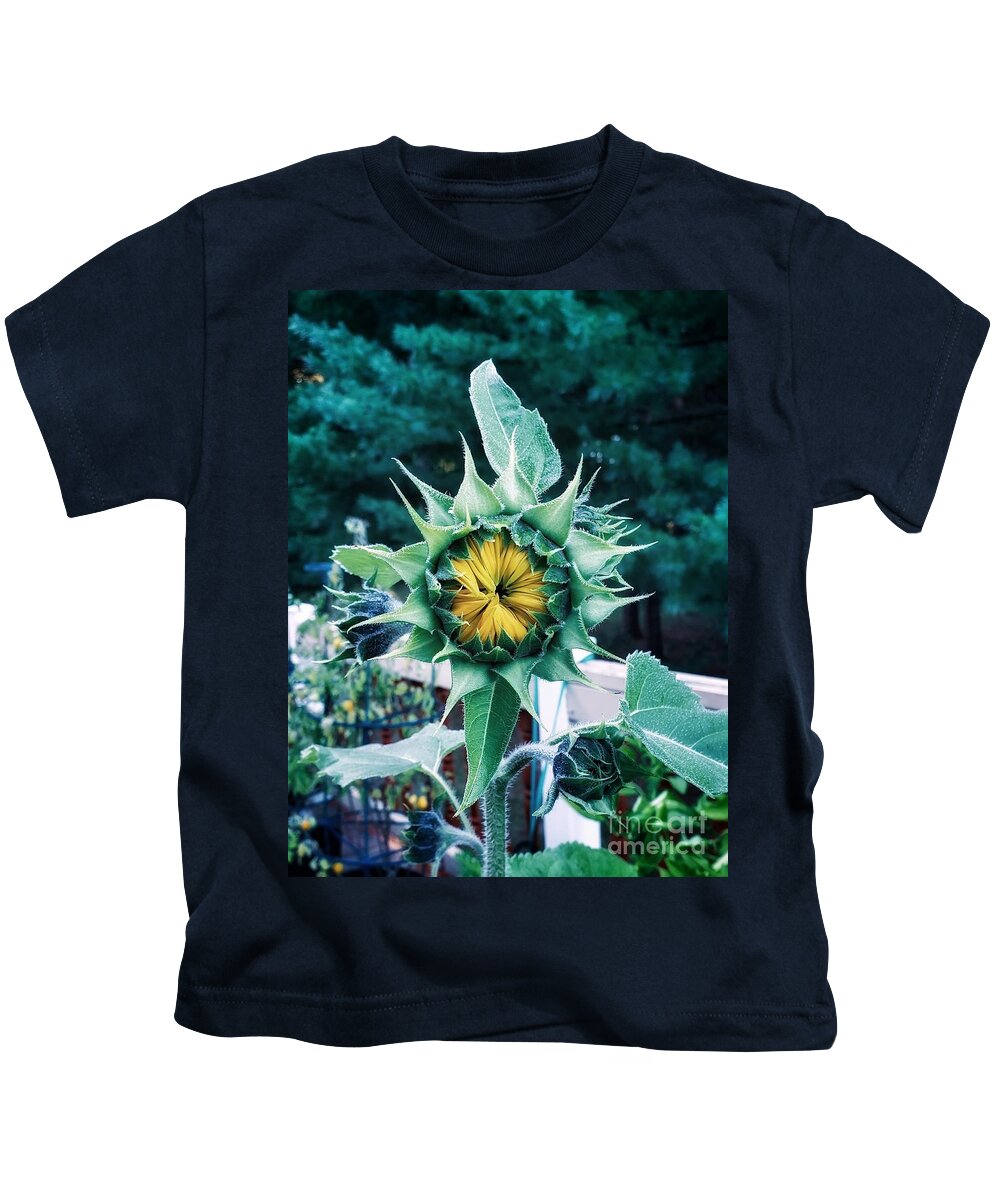 Sunflower Kids T-Shirt featuring the photograph Late Bloomer by Mary Capriole