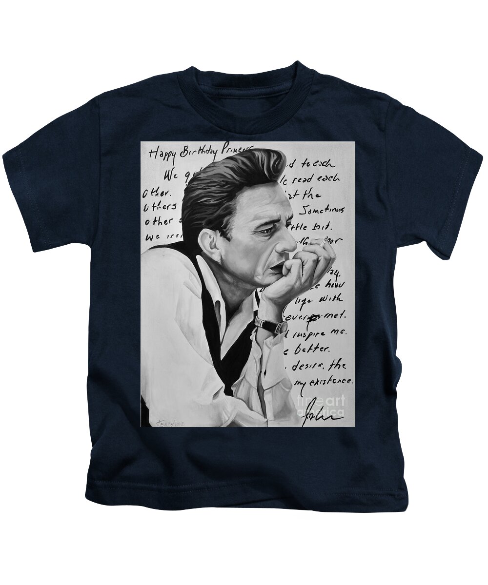 Johnny Cash Kids T-Shirt featuring the painting Love Letter by Ashley Lane