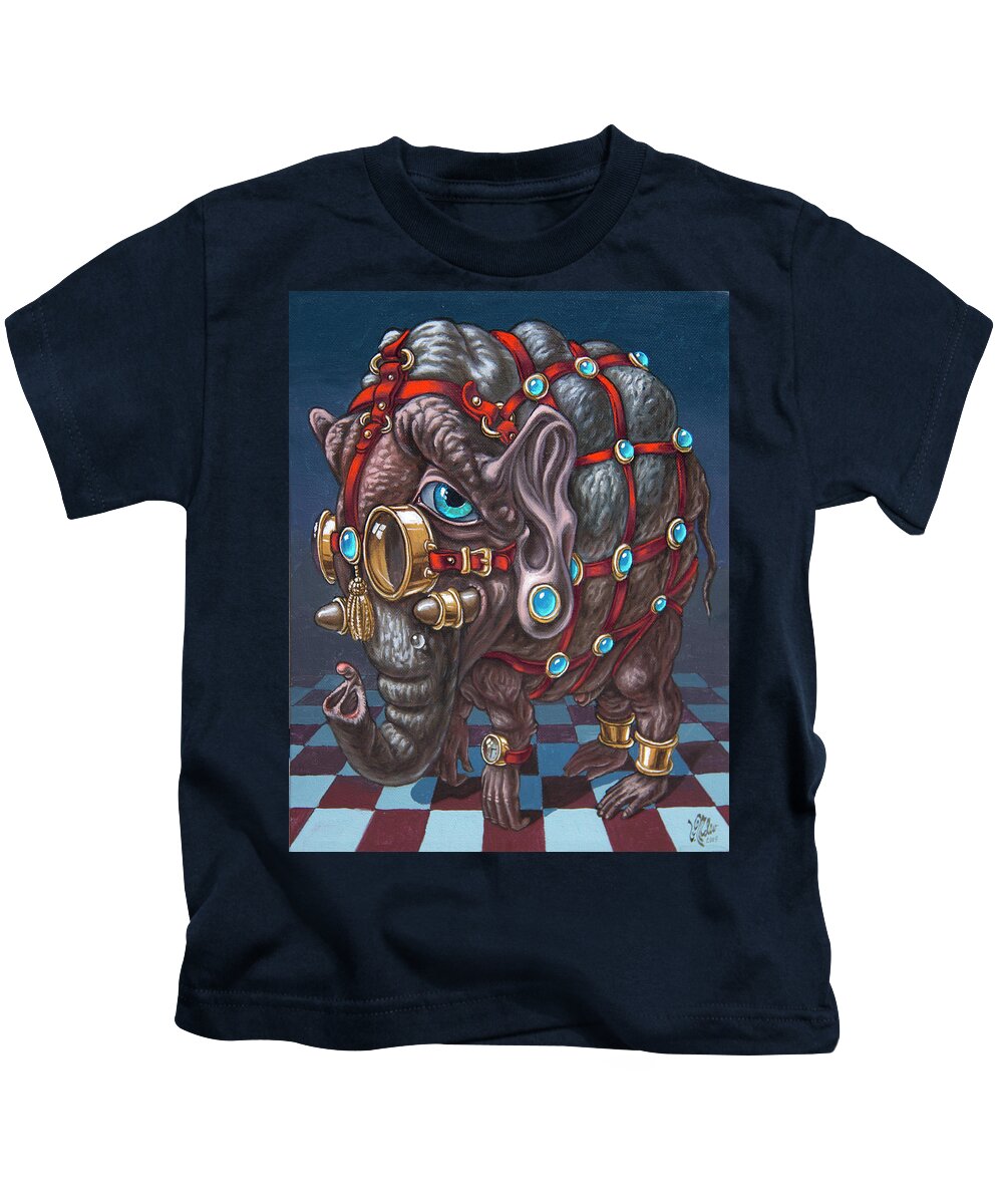 Magic Kids T-Shirt featuring the painting Magical Many-Eyed Elephant by Victor Molev