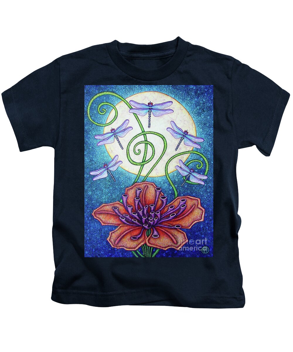 Dragonfly Kids T-Shirt featuring the painting Night Garden 3 by Amy E Fraser
