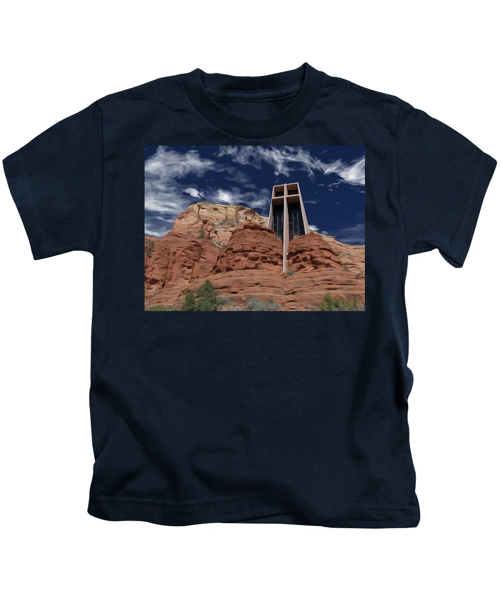 Chapel Kids T-Shirt featuring the photograph On This Rock by Hans Brakob