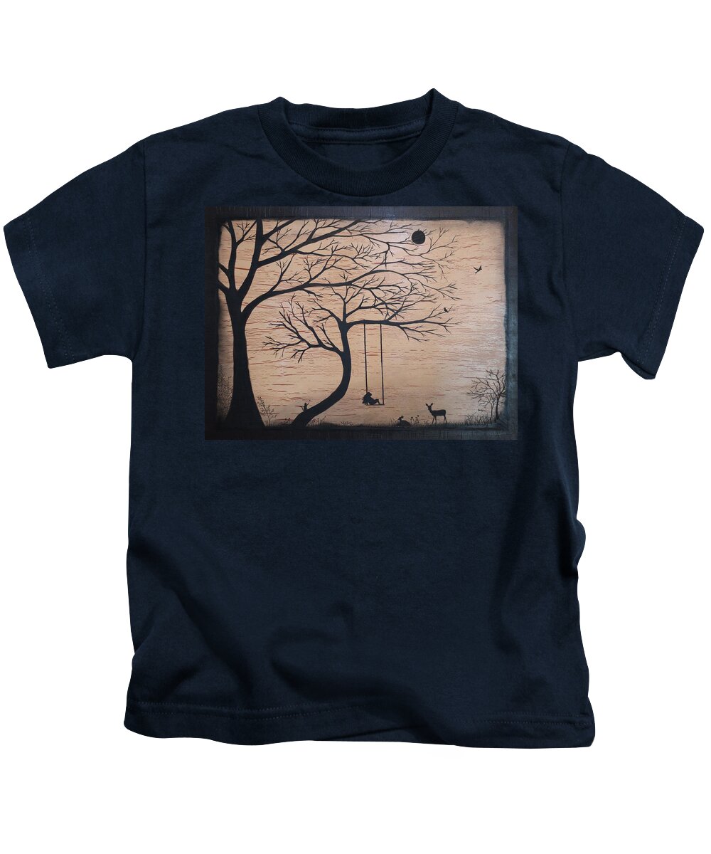 Outline Kids T-Shirt featuring the painting Outlined Dreaming by Berlynn