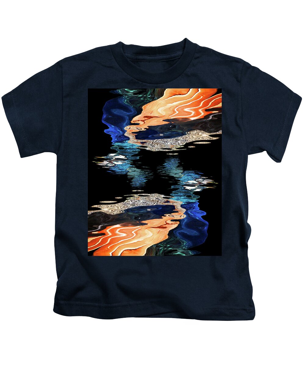 Orange Abstract Kids T-Shirt featuring the photograph Peacock Abstract Reflections by Gill Billington