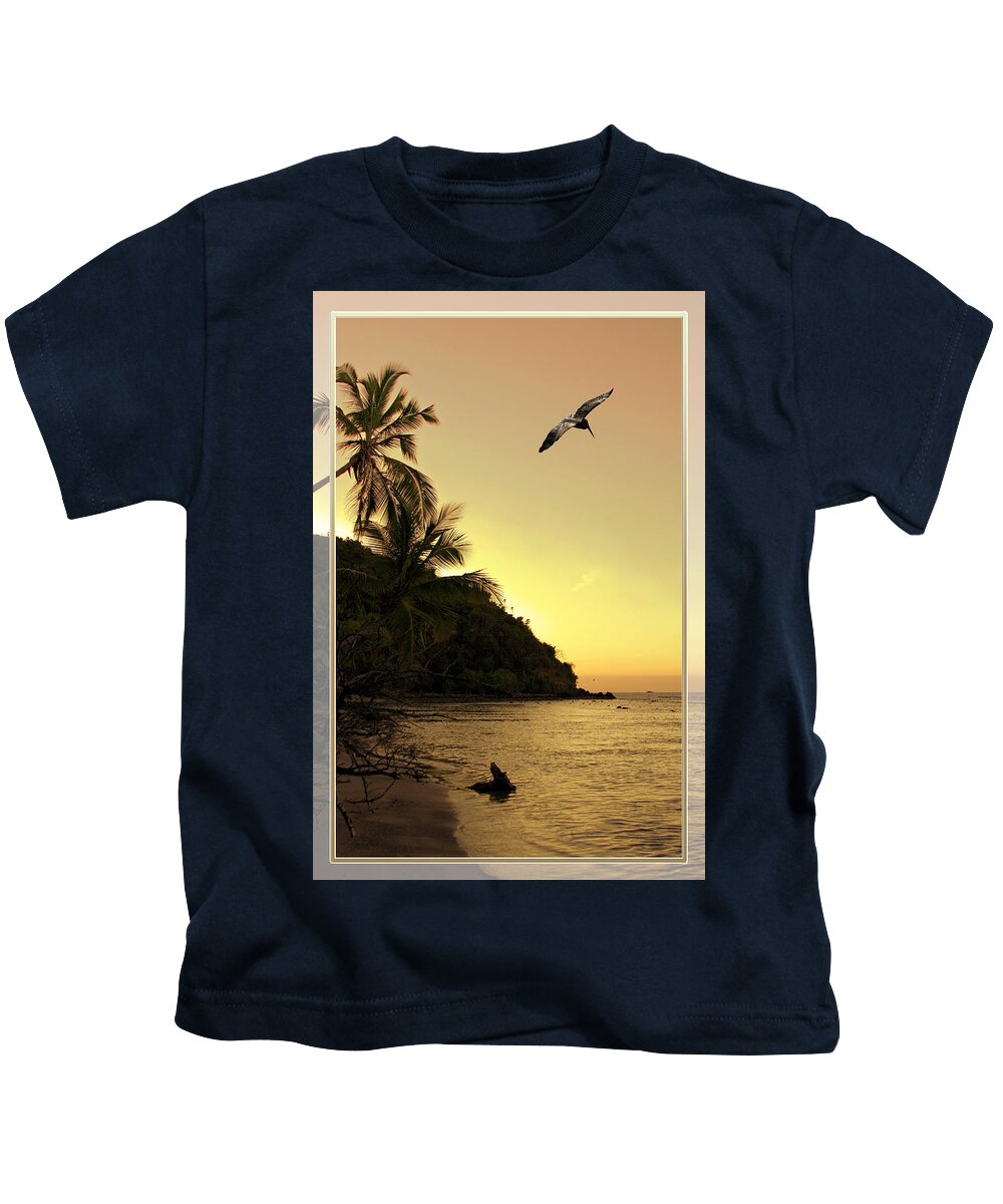 Sunset Kids T-Shirt featuring the photograph Pelican Sundown by Climate Change VI - Sales