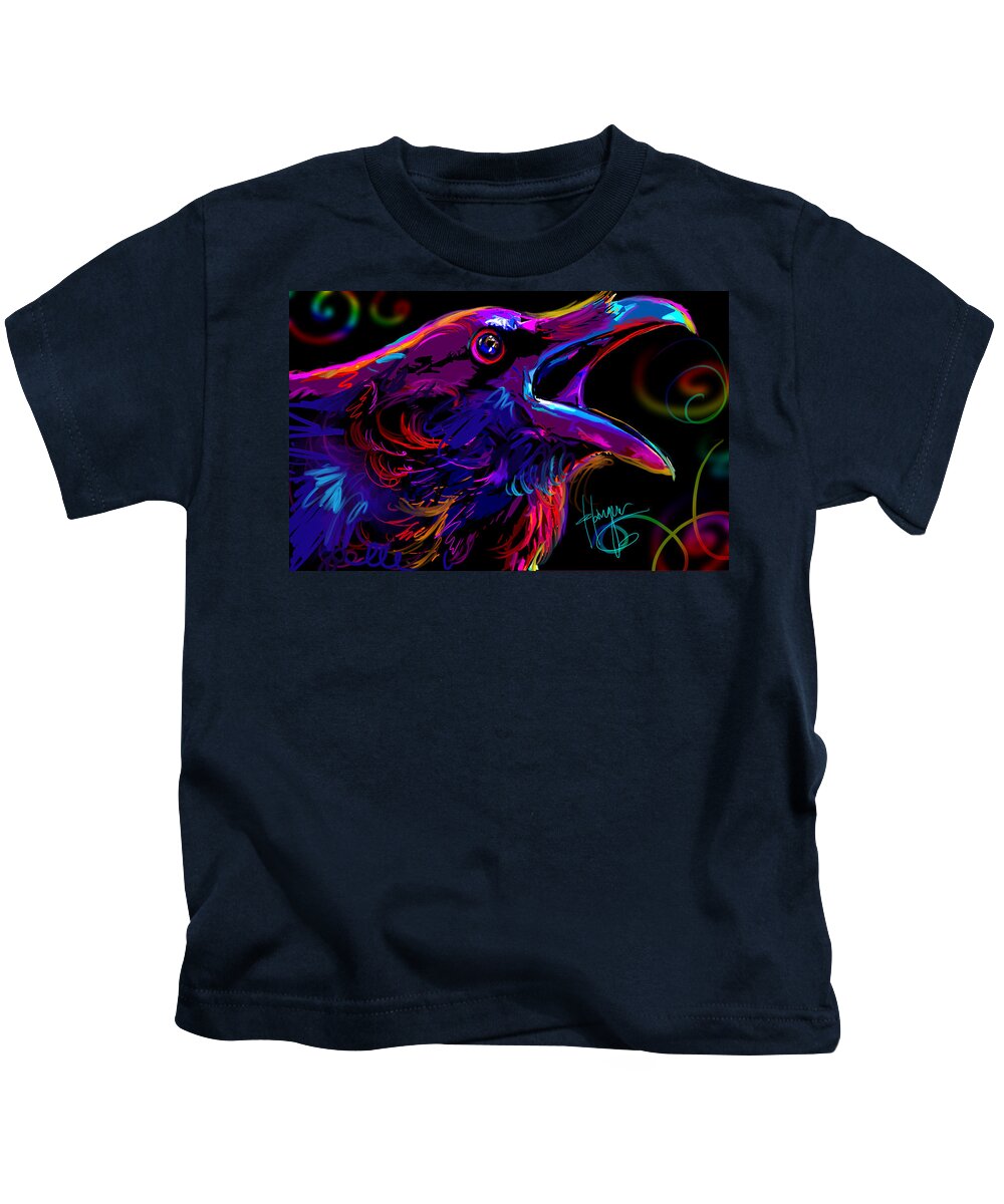 Crow Art Kids T-Shirt featuring the painting pOpCrow Joe by DC Langer
