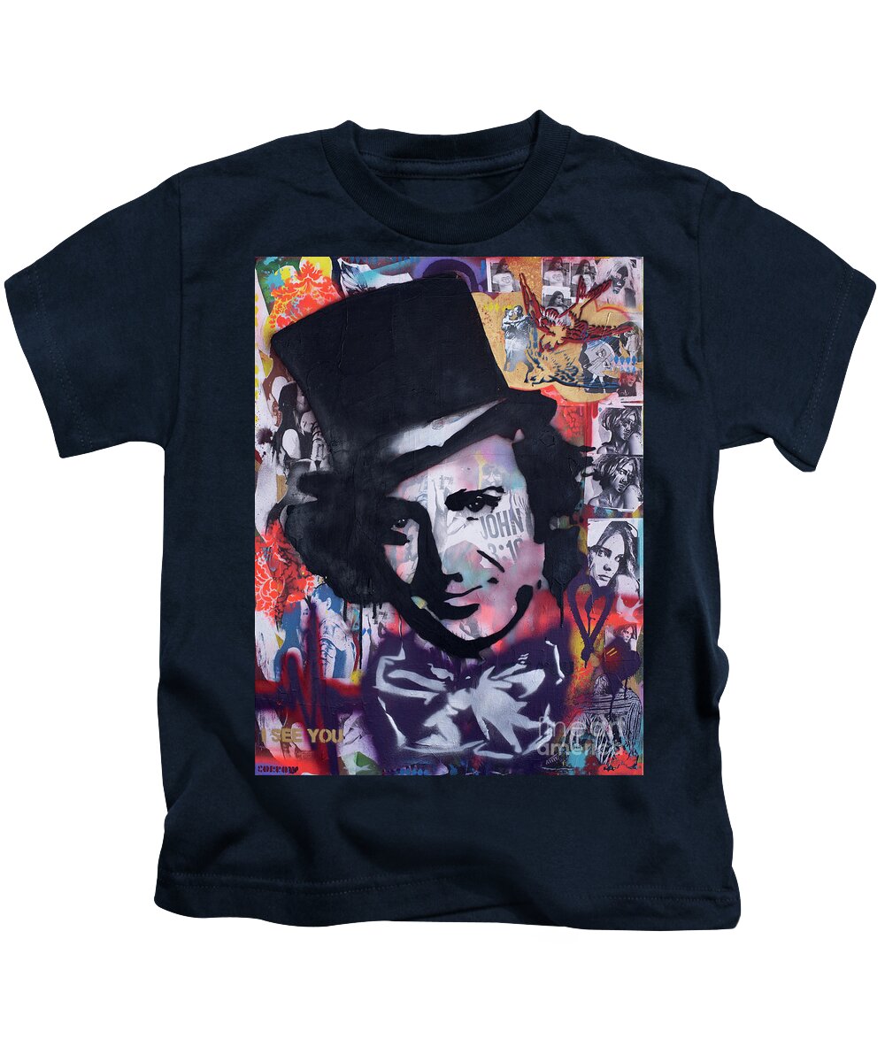 Top Hat Kids T-Shirt featuring the mixed media Pure Imagination by SORROW Gallery