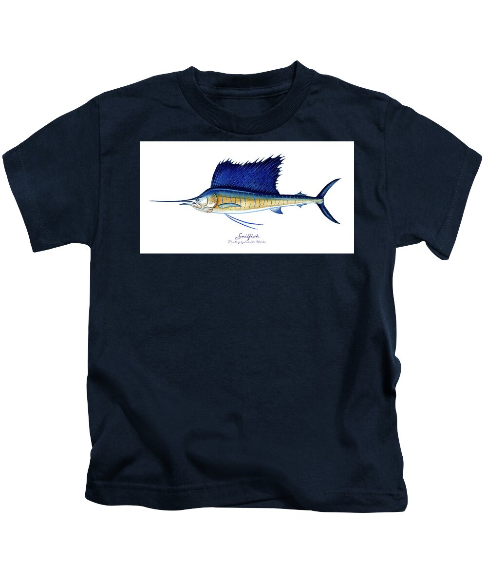 Charles Harden Kids T-Shirt featuring the painting Sailfish by Charles Harden