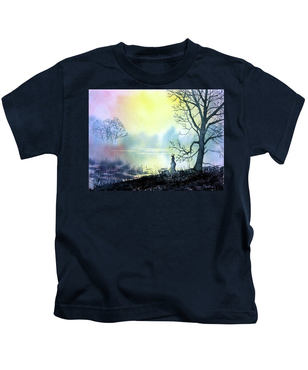 Glenn Marshall Artist Kids T-Shirt featuring the painting Solitude by Glenn Marshall