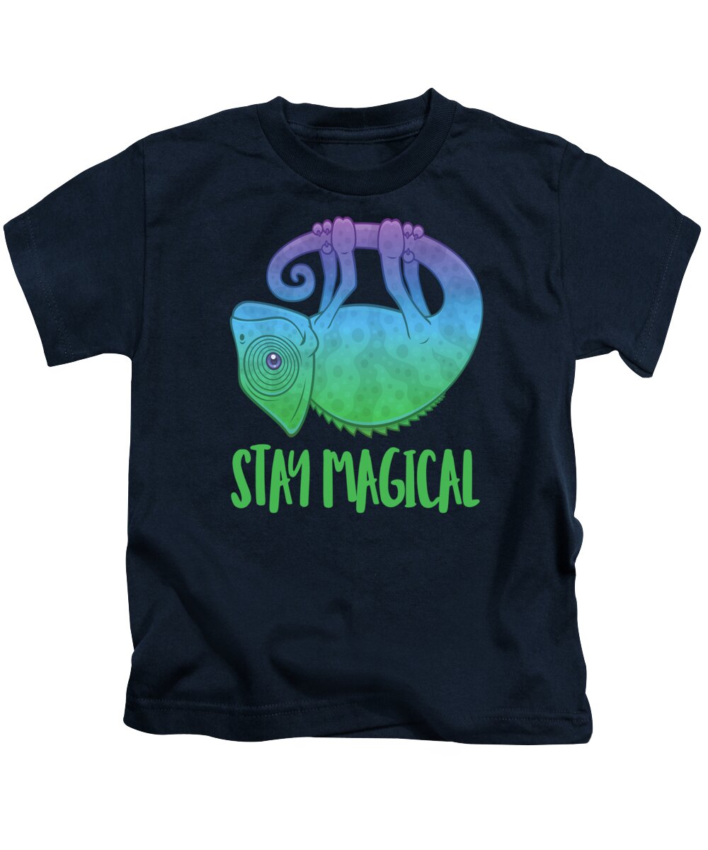 Chameleon Kids T-Shirt featuring the digital art Stay Magical Levitating Chameleon by John Schwegel