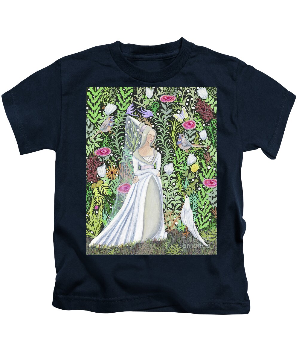 Lise Winne Kids T-Shirt featuring the painting The Lady Vanity Takes a Break From Mirroring to Dream of an Unusual Garden by Lise Winne