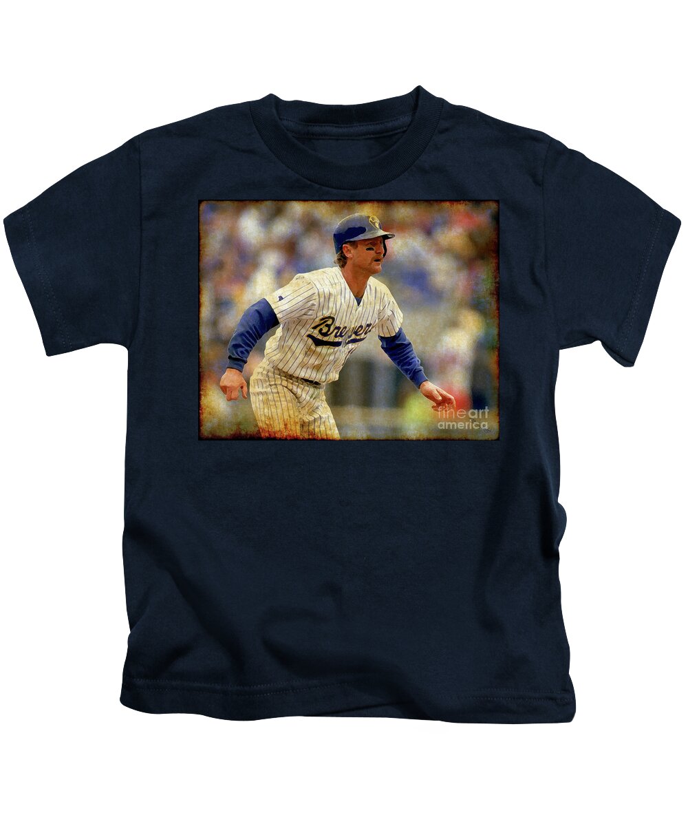 Baseball Kids T-Shirt featuring the photograph Vintage Robin Yount Art by Billy Knight