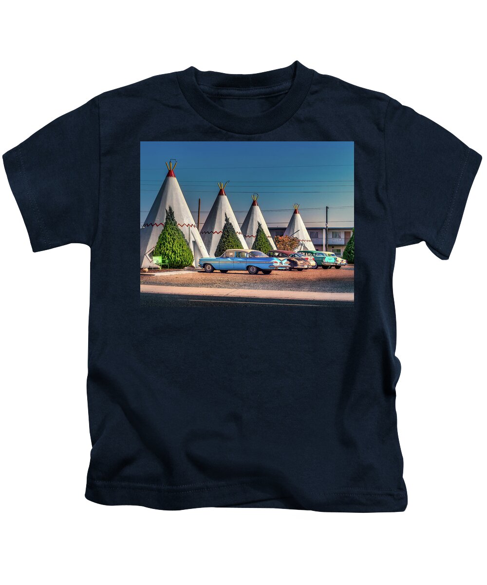 Holbrook Kids T-Shirt featuring the photograph Wigwam Motel Park by Micah Offman