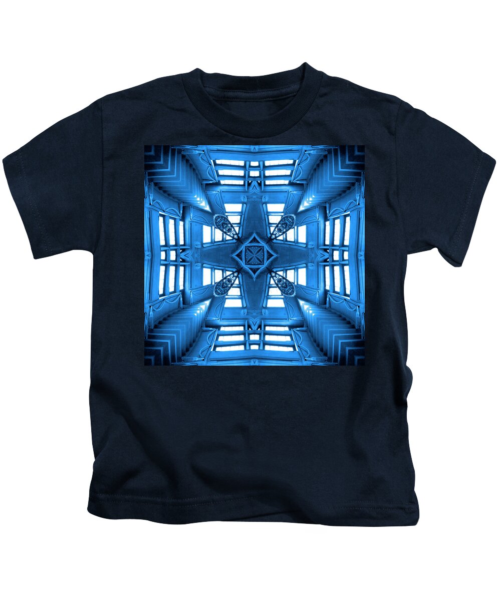 Abstract Stairs Kids T-Shirt featuring the photograph Abstract Stairs 2 in Blue by Mike McGlothlen
