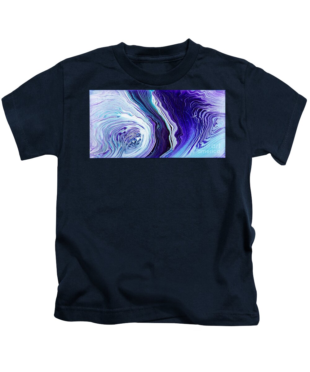Abstract Kids T-Shirt featuring the digital art Here And There - Colorful Abstract Contemporary Acrylic Painting #1 by Sambel Pedes