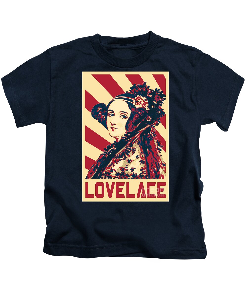 Ada Kids T-Shirt featuring the digital art Ada Lovelace by Megan Miller
