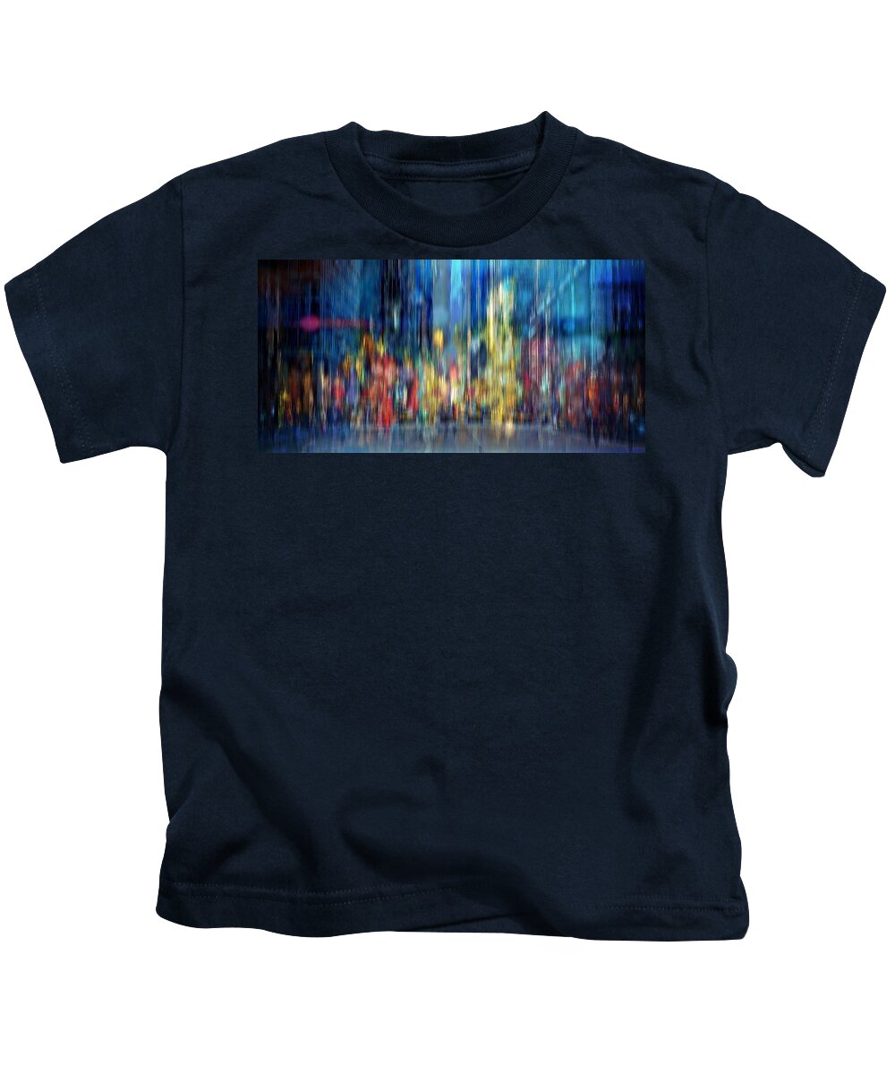 Urban Landscape Kids T-Shirt featuring the digital art A Blur of Memories by David Manlove