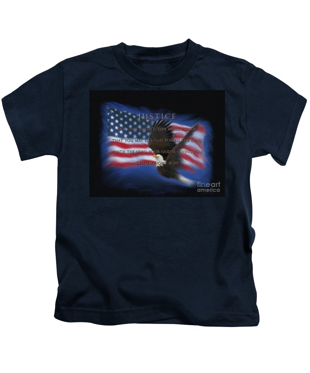 Justice Kids T-Shirt featuring the digital art America Pursue Justice 2 by Constance Woods