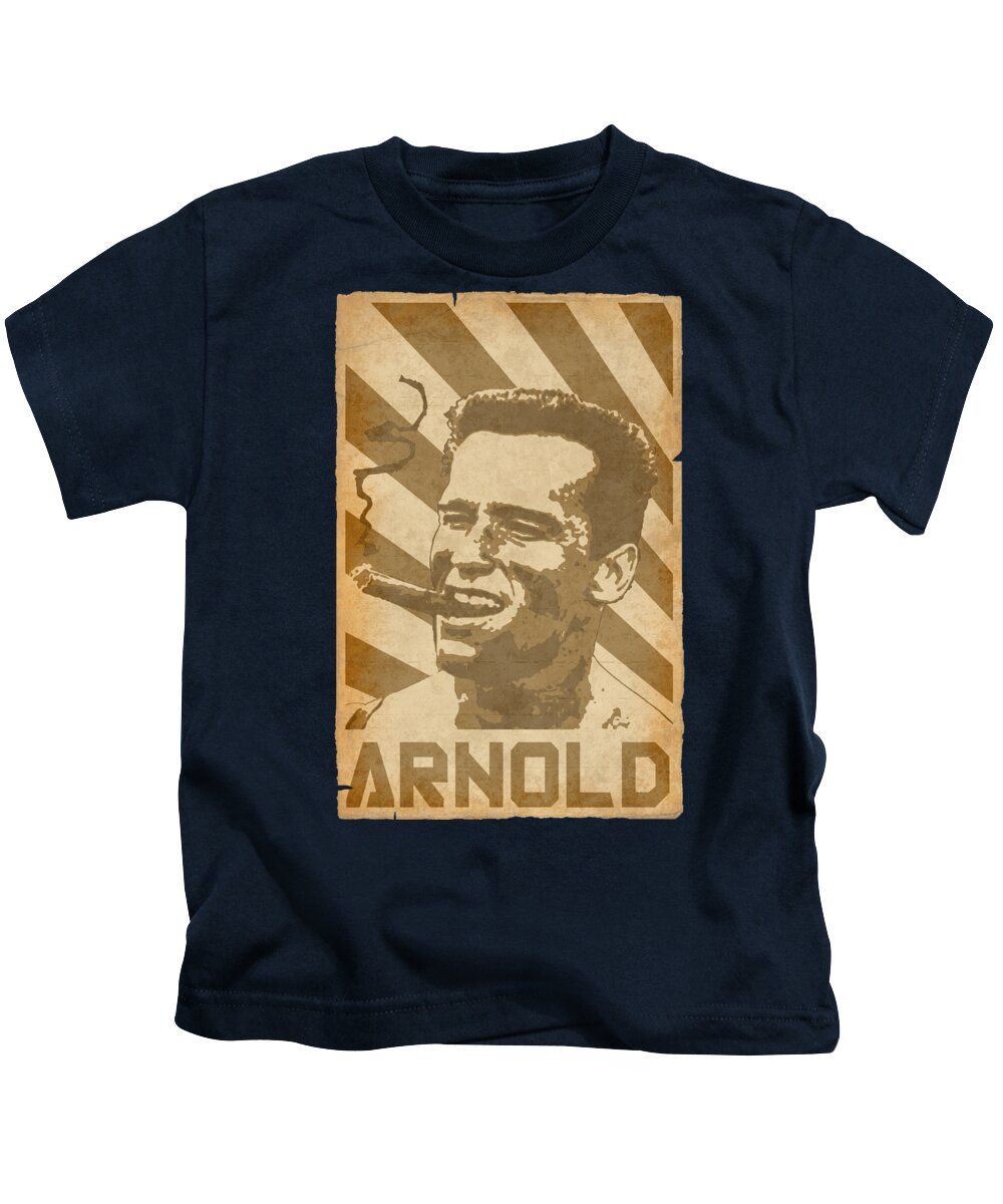 Arnold Kids T-Shirt featuring the digital art Arnold Schwarzernegger Retro Propaganda by Megan Miller