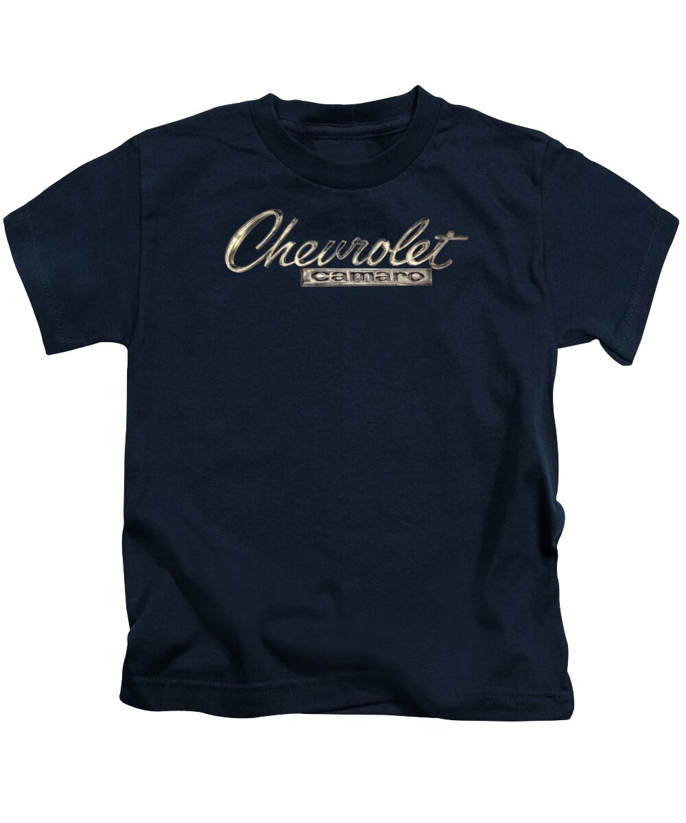Automotive Kids T-Shirt featuring the photograph Chevrolet Camaro Badge by YoPedro