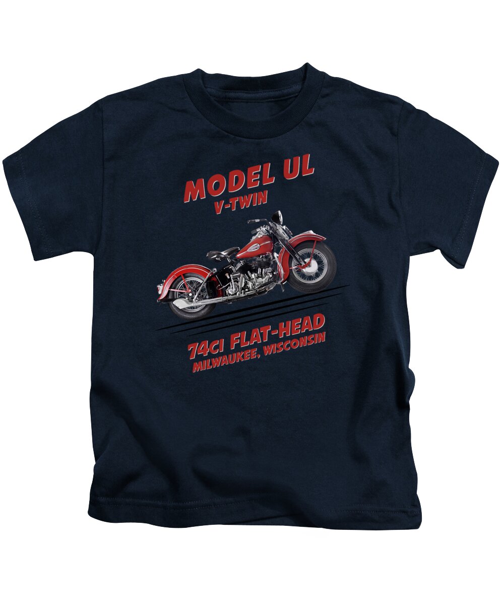1941 Harley Model UL Flathead Kids T-Shirt by Mark Rogan - Pixels